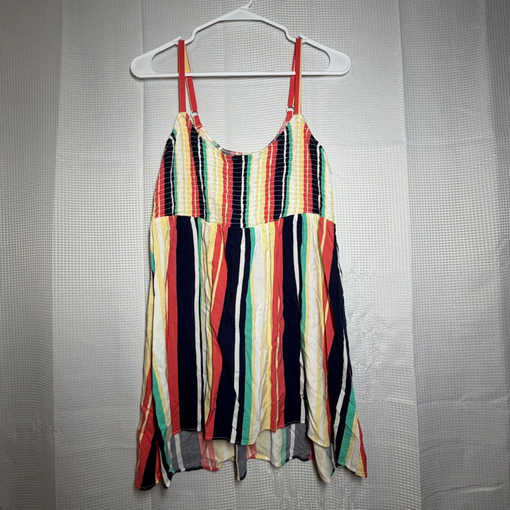 Torrid Striped Cami Top‎ 00 Multicolor Smocked Bodice Strappy Tank